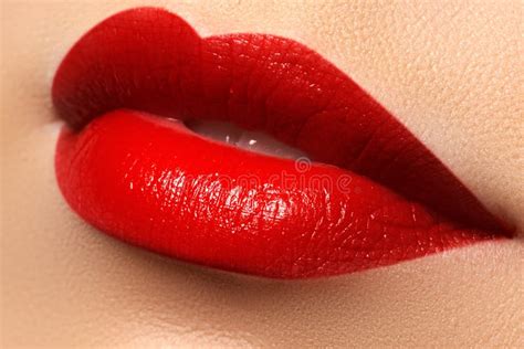 lips beauty red lips beautiful make up closeup sensual mouth lipstick and lipgloss stock