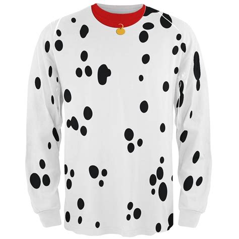 Dog Dalmatian Costume Red Collar All Over Adult Long Sleeve T Shirt