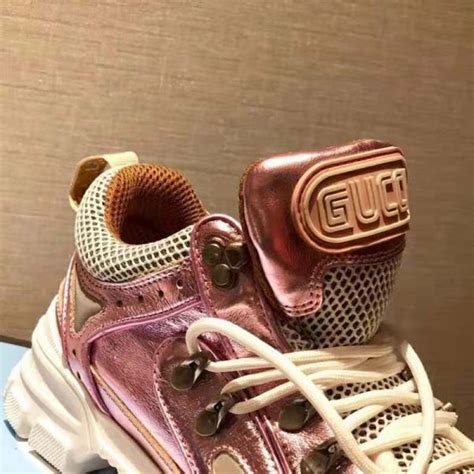 Gucci Unisex Flashtrek Sneaker With Removable Crystals In Pink Metallic