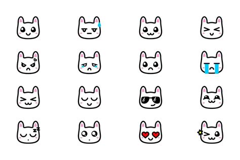 Cute Bunny Emoji Collection Graphic By Andriandesain · Creative Fabrica