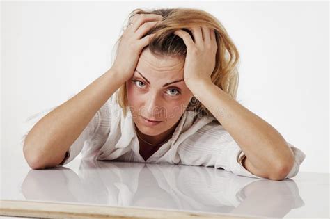 tired woman with hands on face stock image image of unhappy worried 94690665