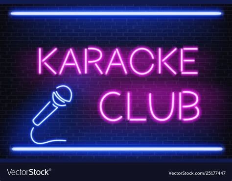 Karaoke Nightclub Neon Light Signboard Royalty Free Vector
