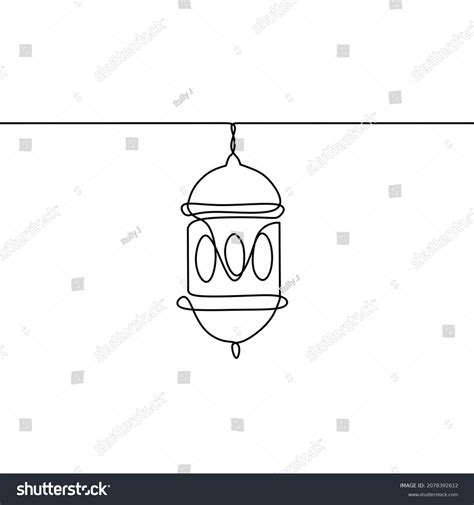 Continuous Line Drawing Lantern Ramadan Kareem Stock Vector Royalty