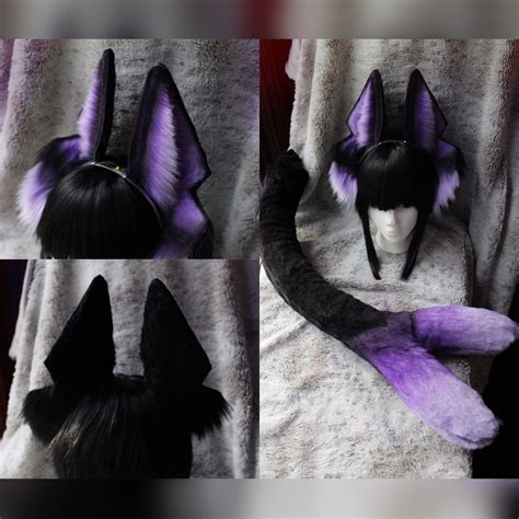 Purple And Black Faux Fur Anubis Ears And Tail Etsy