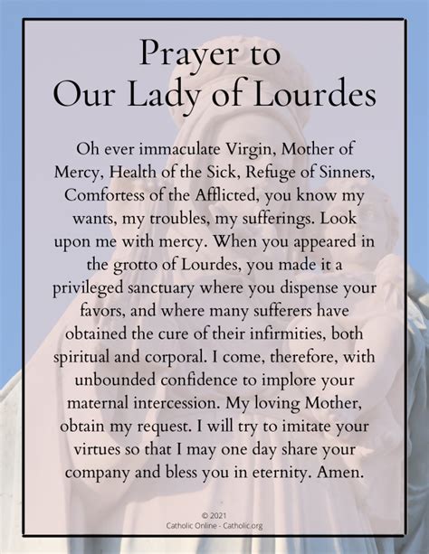 Prayer To Our Lady Of Lourdes Free Pdf Catholic Online Learning