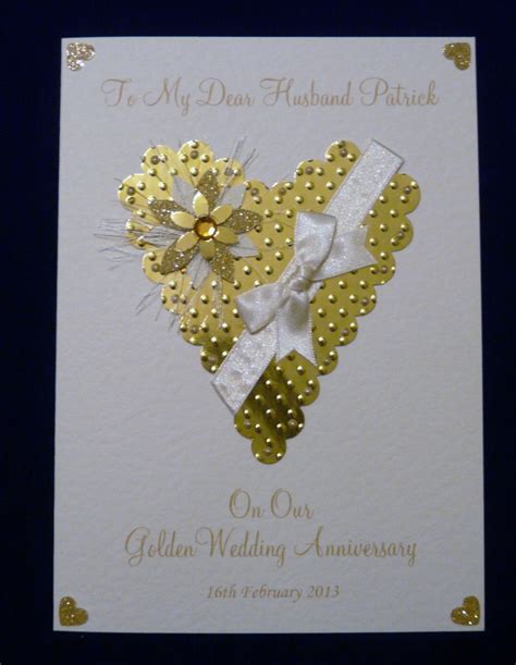 Personalised 50th Golden Wedding Anniversary Card For Wifehusband A5 Size Etsy Uk Golden