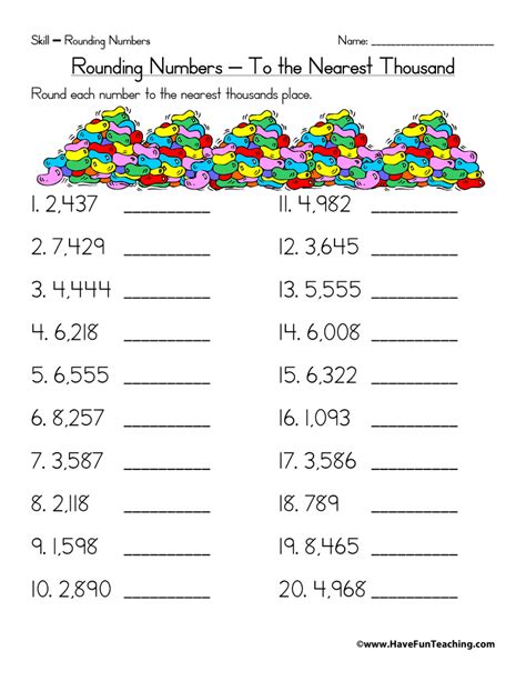 Rounding To The Nearest Thousand Worksheet By Teach Simple