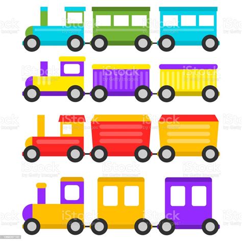 Childrens Toy Trains With Wagons Set Of Childrens Cartoon Toy