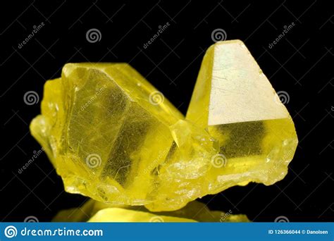 Yellow Native Sulphur Crystals Stock Photo Image Of Rare Shining