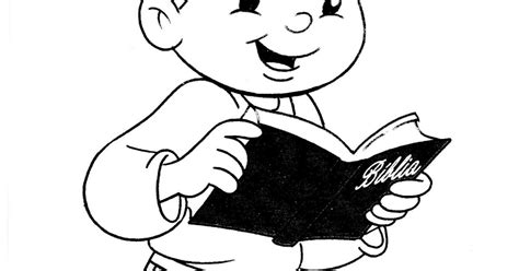 Niño leyendo la biblia para colorear ~ Dibujos Cristianos Para Colorear