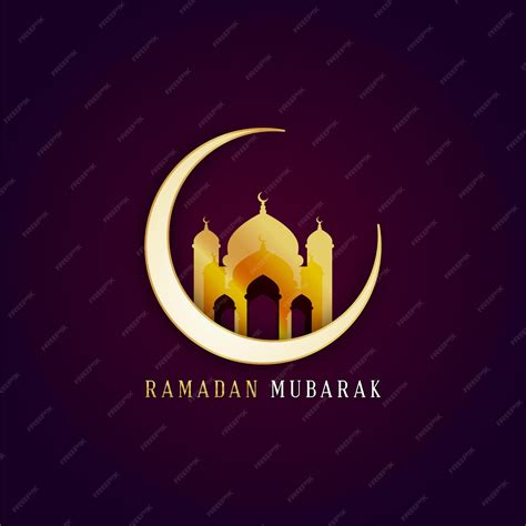 Premium Vector Ramadan Mubarak Logo With A Crescent Moon And A Golden