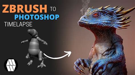 Zbrush To Photoshop Timelapse Mini Dragon Concept Youtube