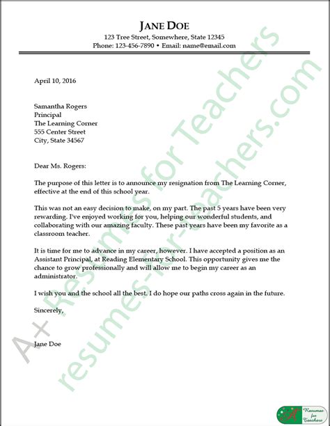 Letter Of Resignation Counselor Sample Resignation Letter