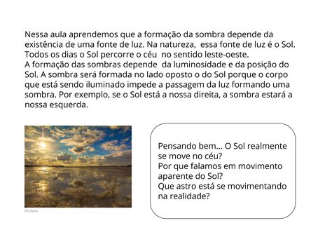 Movimento Aparente Do Sol A Formação Das Sombras Planos De Aula