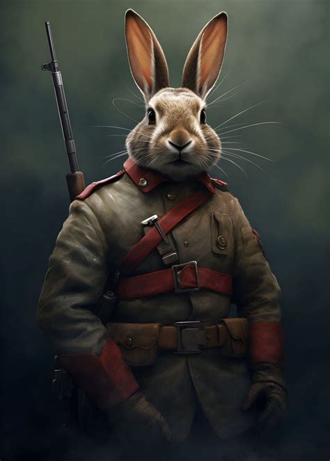 Military Rabbit Poster Picture Metal Print Paint By Makadur Displate