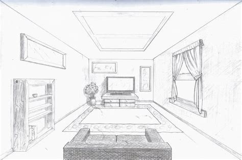 Living Room One Point Perspective Home Design Ideas