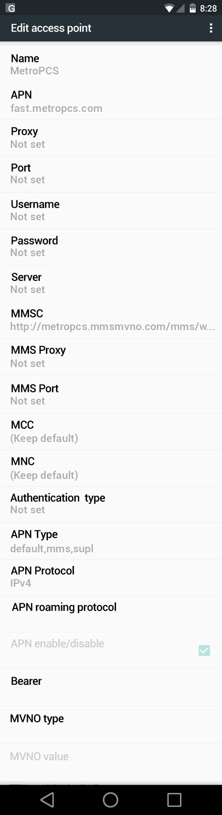 Metropcs Samsung Galaxy S7 Internet And Mms Apn Settings For United