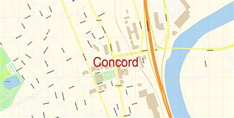 Concord New Hampshire Us Map Vector Exact City Plan Detailed Street Map
