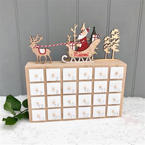 Santa Sleigh Wooden Advent By Pink Pineapple Home And Ts