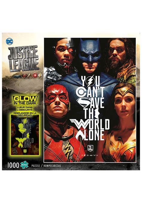 It also comes with the tagline, you can't save the world alone. the poster was heavily inspired by the art of alex ross. DC You Can't Save the World Alone Justice League Puzzle