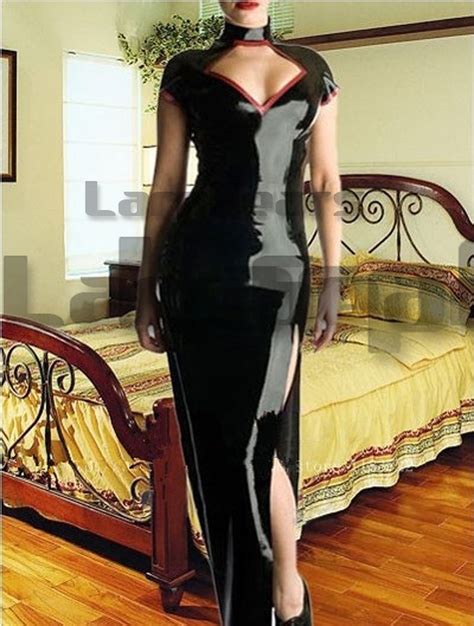 Buy Sexy Women Black Latex Dress Rubber Long Dress