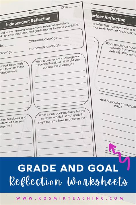 Grade Reflection And Goal Setting Worksheet Artofit