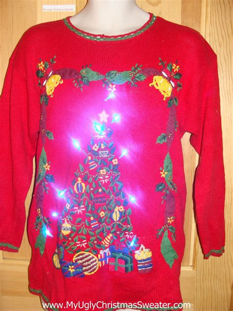Retro 80s Tree Light Up Christmas Sweater My Ugly Christmas Sweater
