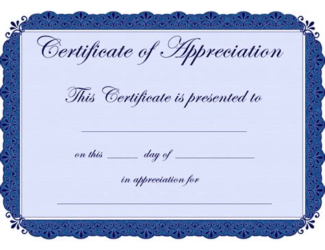 Blue Border Psd Certificate Of Appreciation Pdf Doc Ms Word Blank
