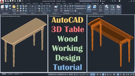 Autocad 3d Table Woodworking Design Tutorial Youtube
