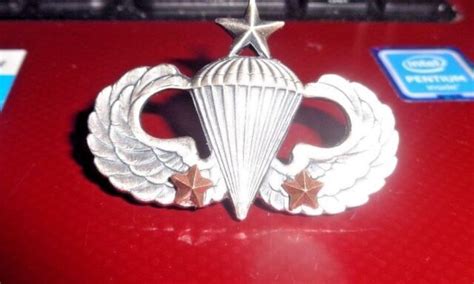 Army Badge Parachute Badge Senior 2 Combat Stars Oxidized Ebay