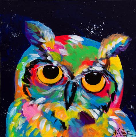 Midnight Owl Painting By Tracy Miller