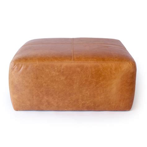 Cognac Tan Sequoia Leather Ottoman Poly And Bark Large Leather