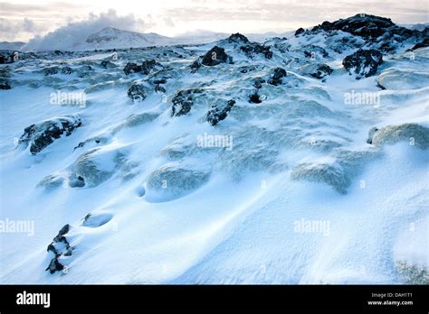 Rocky Landscape In Winter Iceland Hveragerdi Stock Photo Alamy