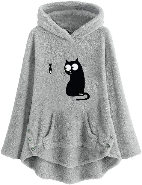 Whycat Cat Hoodie Dress Women Winter Fleece Plush Hoodie Blanket