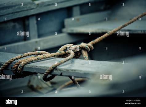 Boat Tied Up With Rope Stock Photo Alamy
