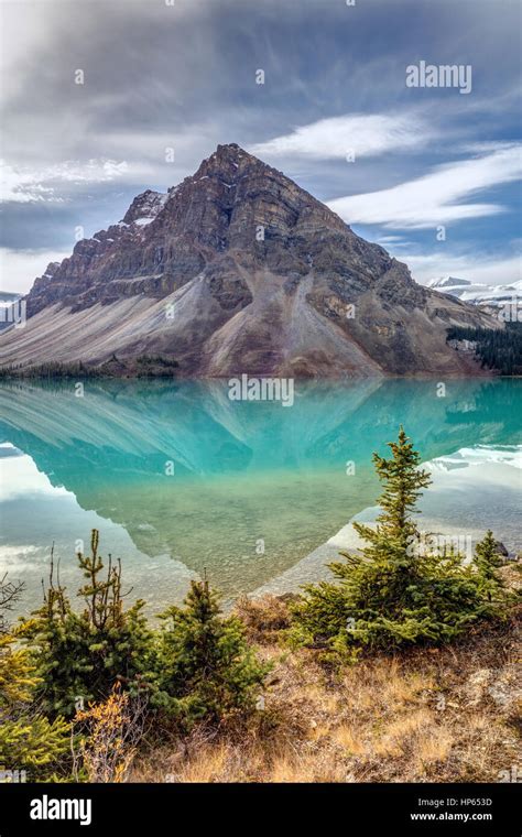 Turquoise Reflection At The Scenic Bow Lake In Banff National Park