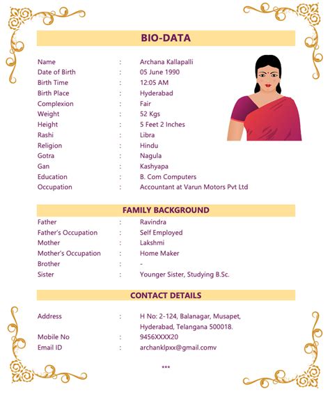 Latest Marriage Biodata Formats In Word Pdf Free Download