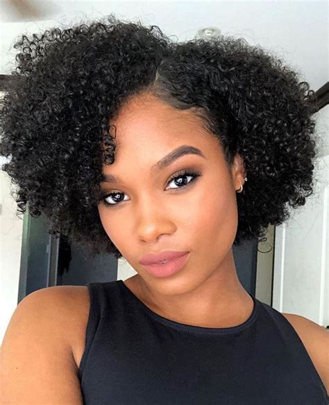 Afro Hairstyle With A Side Part Medium Hair Styles Short Natural