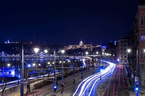 Twilight Road Evening Lights Free Image Download