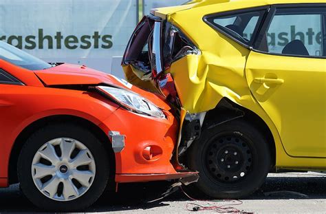 Hd Wallpaper Red Car Crushed On Yellow Car Crash Test Collision 60