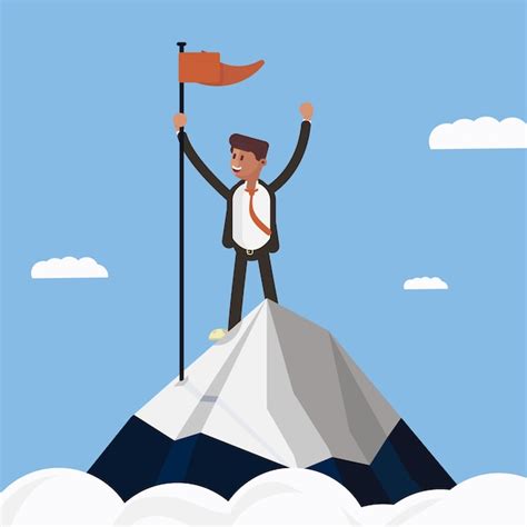 Free Vector Businessman Character On Top Of The Mountain