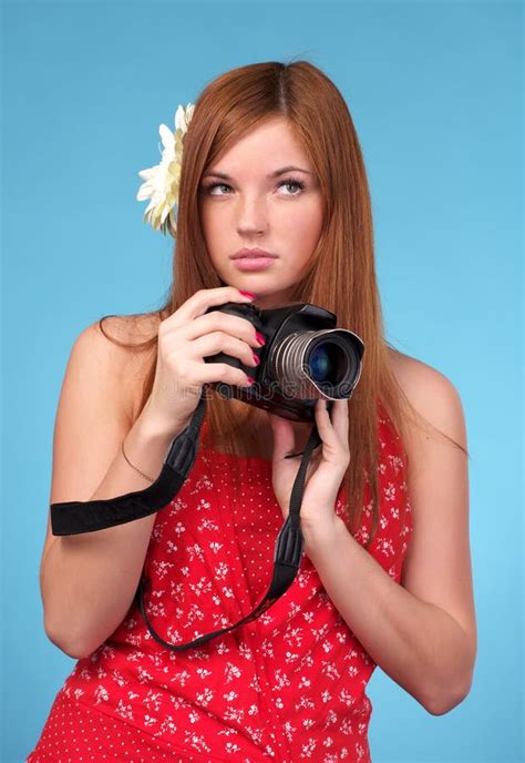 Beautiful Young Female Photographer Stock Image Image Of Holding