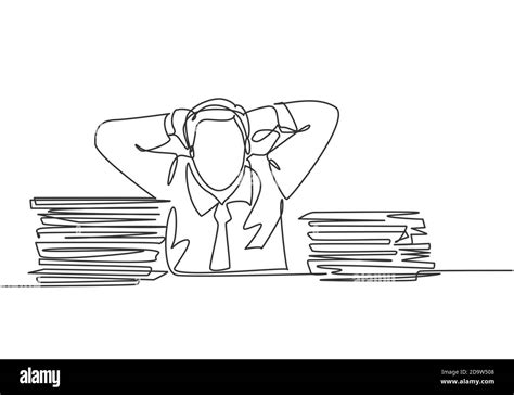 Single Continuous Line Drawing Of Young Frustrated Businessman Got
