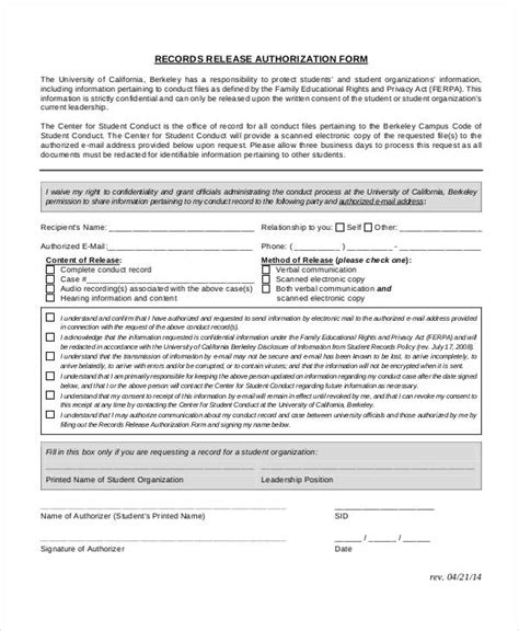 Free 14 Release Authorization Forms In Pdf Ms Word Excel