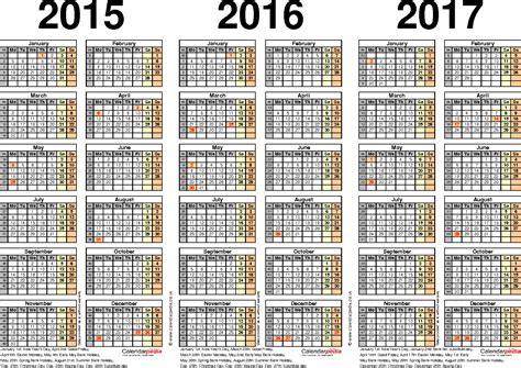 Three Year Calendars For 2015 2016 And 2017 Uk For Word