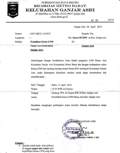 Contoh Surat Pemilihan Ketua Rt