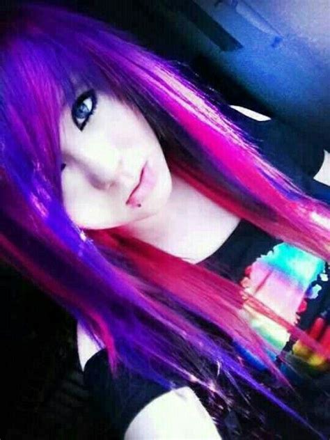 Cute Emo Girl Colorful Hair Emo Hairstyle Adorable Emos Girl