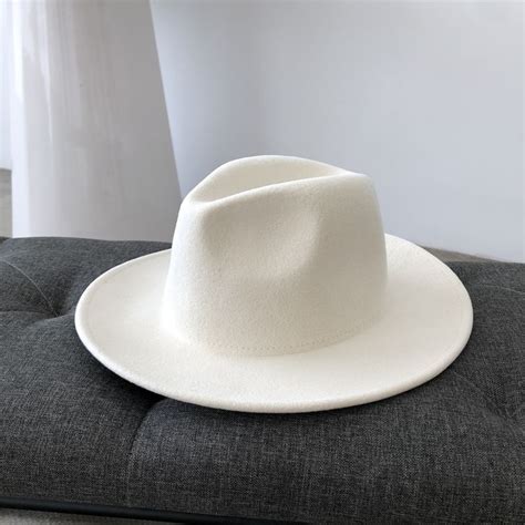 2021 Classical White Felt Hats Women 100 Wool Wide Brim Fedora Wedding