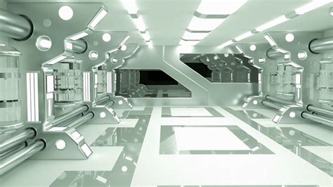 Clean Sterile Futuristic Science Fiction Interior Of A Laboratory Or