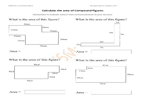 I included some advanced work in here that includes the use of pythagorean theorem for advanced students. Calculate Area of Compound Figures Worksheet for 5th - 6th ...